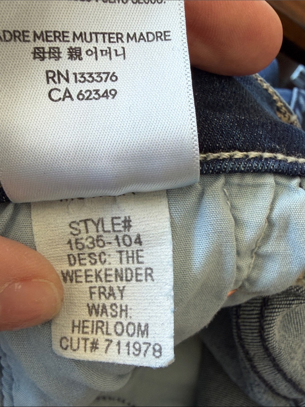 MOTHER thee weekender fray Jeans wash heirloom 30 - Picture 7 of 8